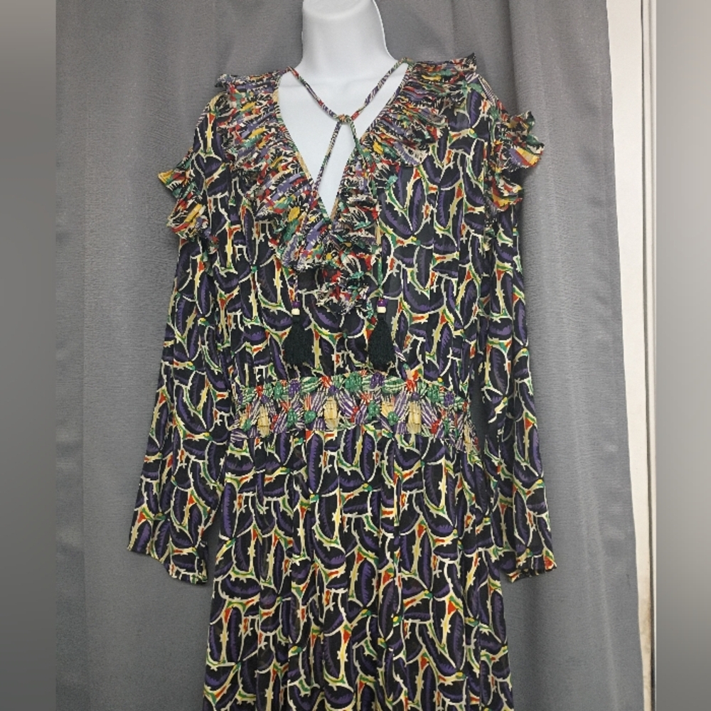 ❤️AMAZING!! DIANE FREIS VINTAGE BIOHO MDI DRESS GORGETTE SZ 38" BUST 48" LONG